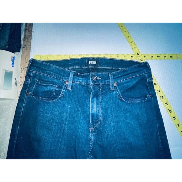 Paige Jeans Mens Size 32 Dark Blue Federal Slim Straight Soft Stretch Denim USA - Picture 4 of 14